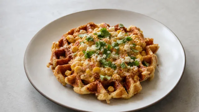 Sweet and Spicy Elote Waffles