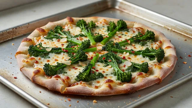Thin-Crust Broccoli Rabe and Provolone Pizza