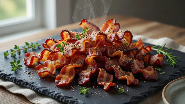 Twisted Bacon Strips with Maple Glaze