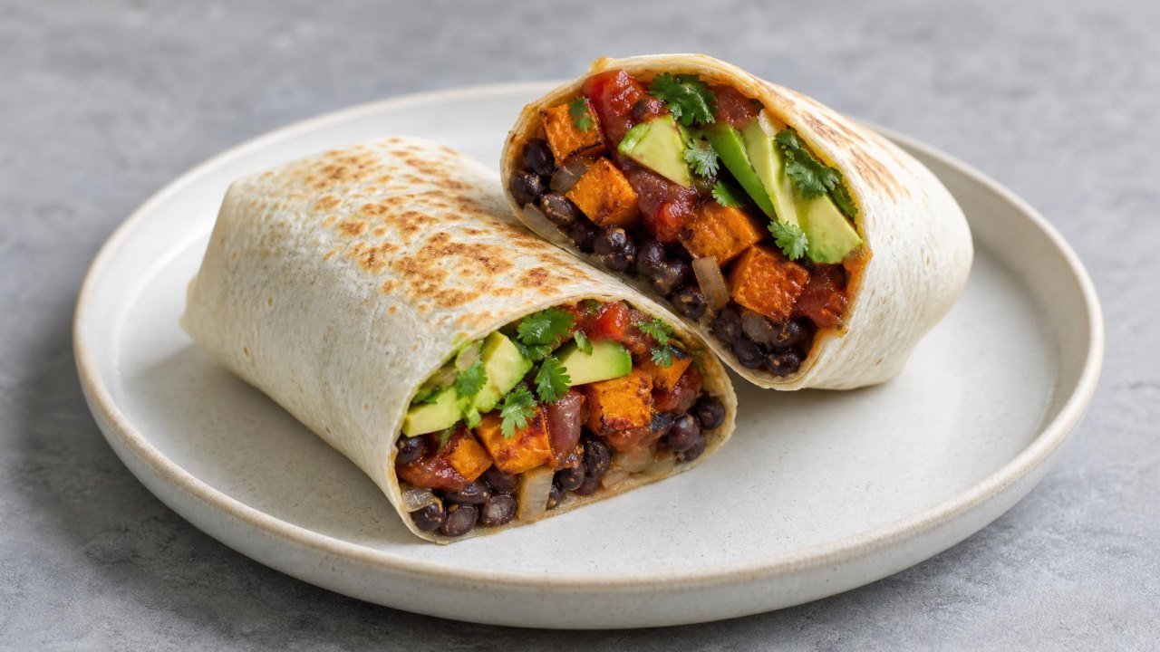 Vegan Sweet Potato and Black Bean Burritos